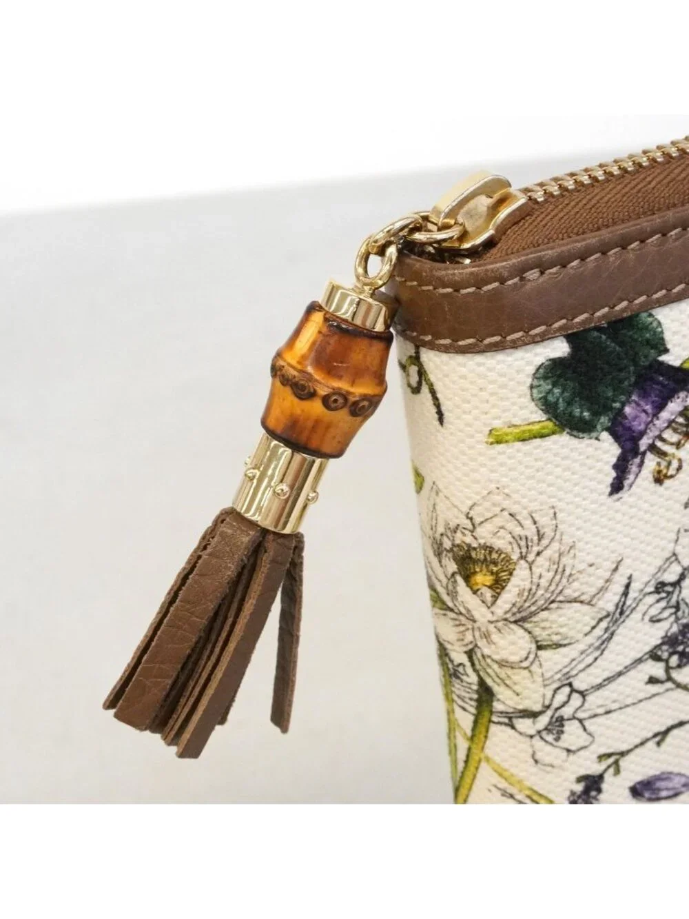 Gucci Wallet Bamboo Flora Canvas Brown Gold